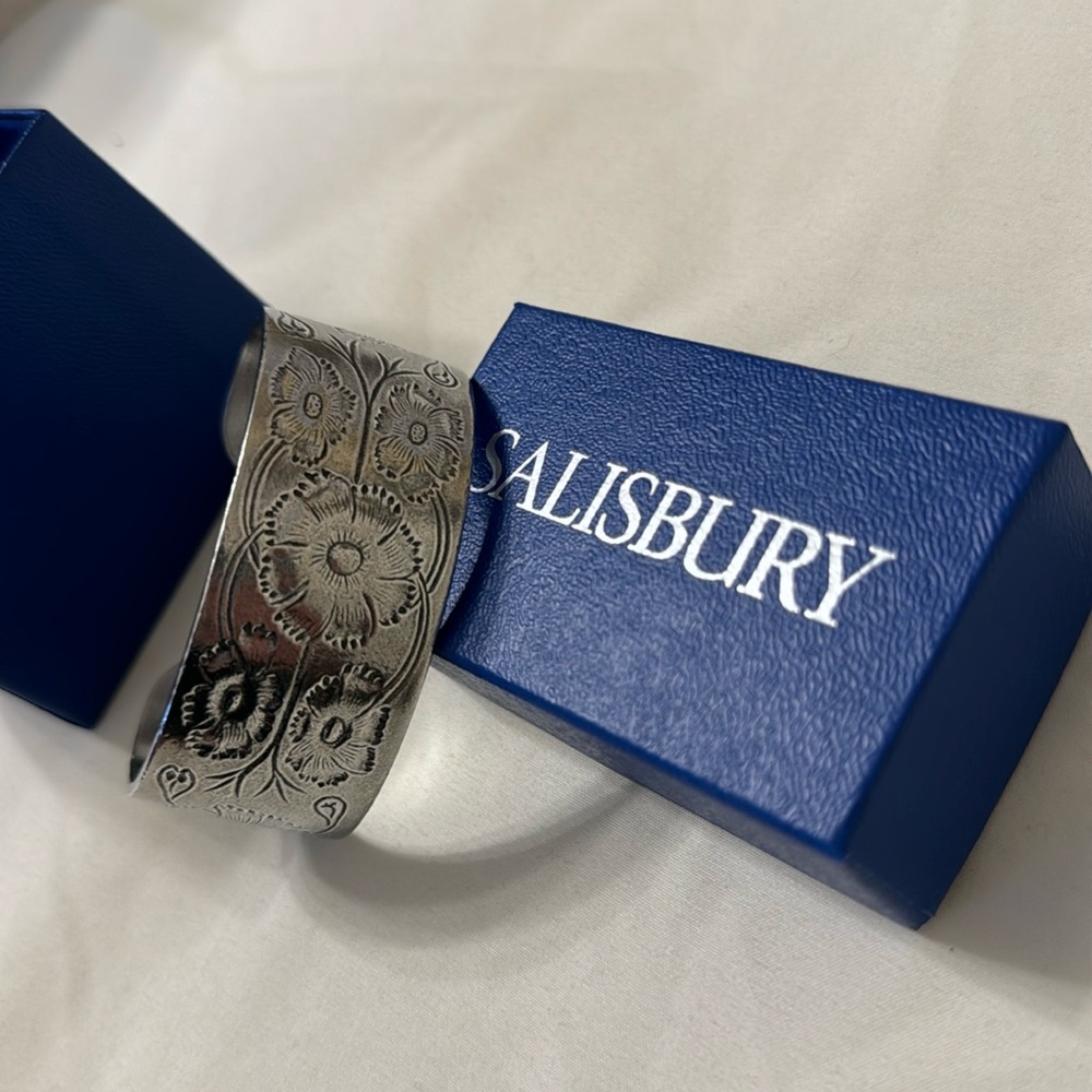 Salisbury Pewter October Birth Month Flower Cuff Bracelet